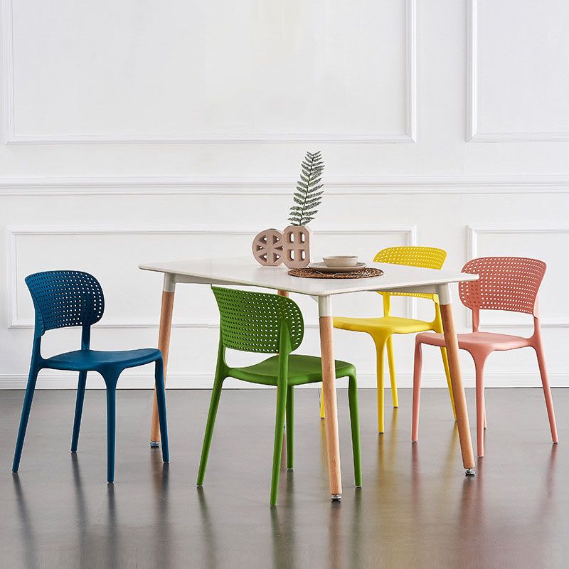 Colorful Plastic Dining Armless Chairs Nordic Style Open Back Side Chair Clearhalo ' kitchen&dining_furn' 'Dining Chairs' 'Dining Tables & Seating' 'dining_chair' 'furn' 'furn_dining_chair' 'Furniture' 'furniture_dining_chair' 'Kitchen & Dining Furniture' 'kitchen' 1200x1200_4c345e48-5e1c-4eda-a361-4223b0ec268f