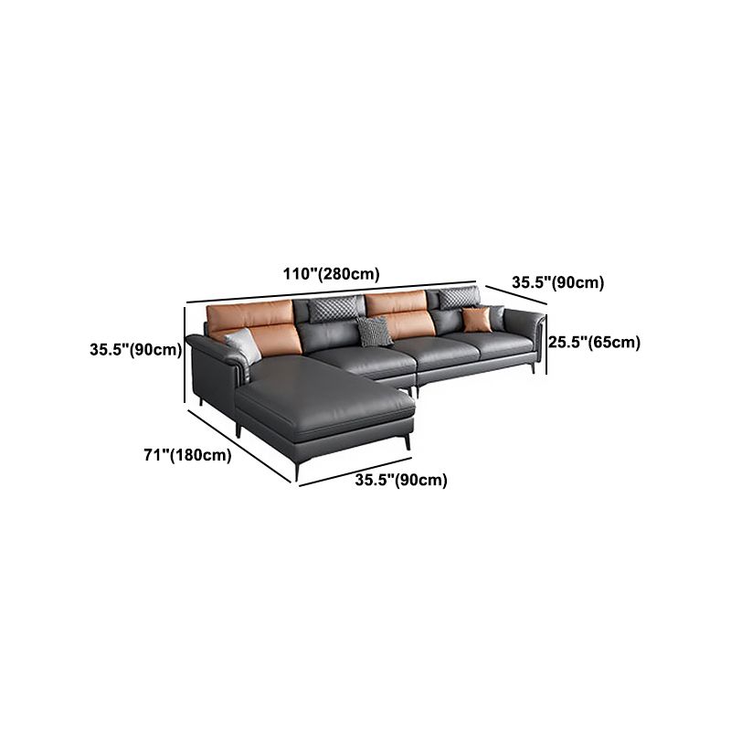 35.43 "Tall Modern Sectional Dark Gray Sectional met gekussen achterste kussens