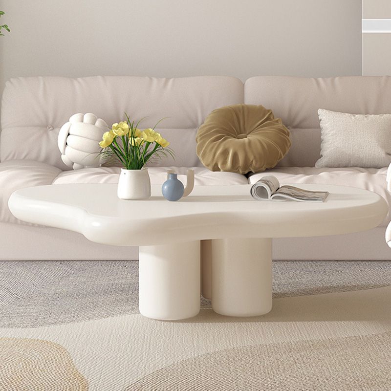 Modern Wooden Free Form Top Coffee Table 4 Legs Cocktail Table