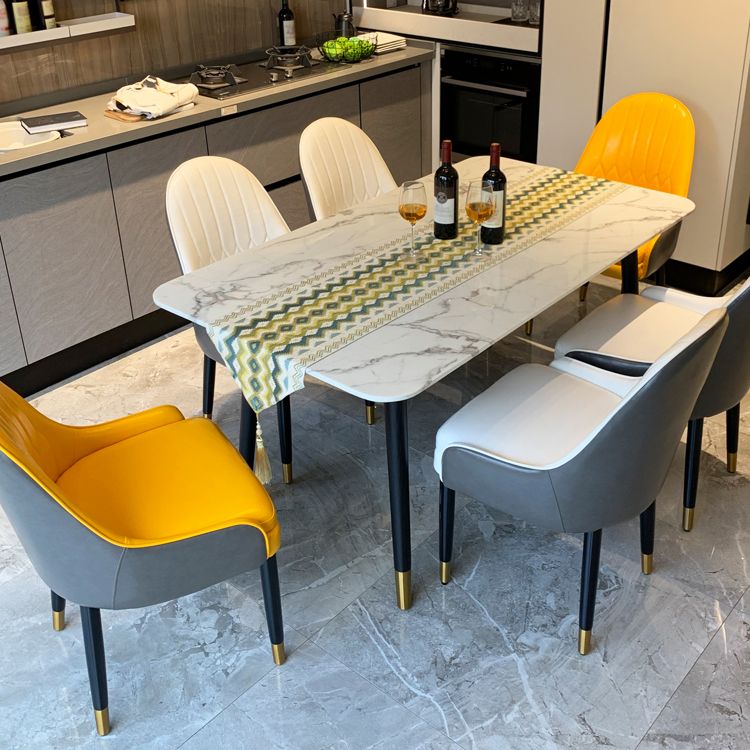 Luxury Rectangle Fixed Dining Table Sintered Stone Kitchen Table