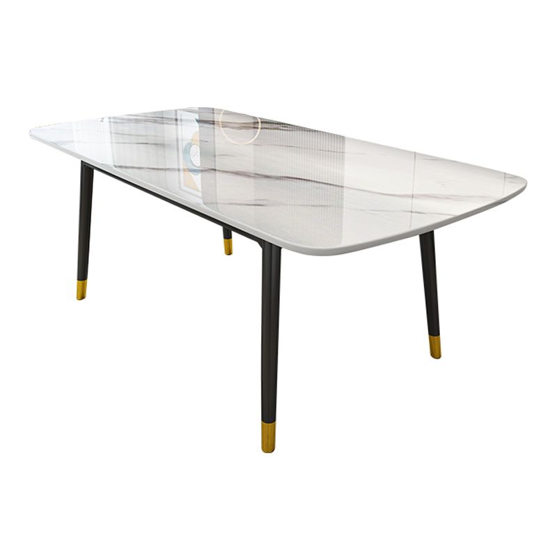 Sintered Stone Dining Table Luxury Style 4 Legs Carbon Steel Base Rectangle Table for Home Clearhalo ' dining_table' 'Dining Tables & Seating' 'Dining Tables' 'furn' 'furn_dining_table' 'Furniture' 'furniture_dining_table' 'Kitchen & Dining Furniture' 'kitchen&dining_furn' 'kitchen' 'kitchen_dining_table' 1200x1200_4c3e404f-8dd6-4815-83b3-51dcd56fed8c