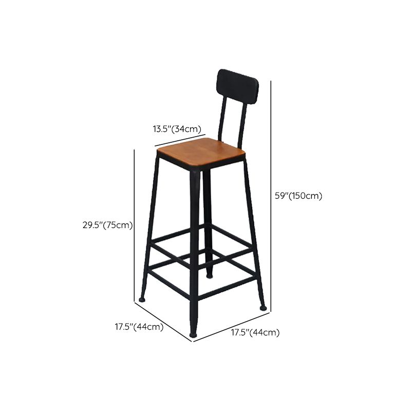Metal Bar Stools Industrial Barstool in Black and Brown with Footrest
