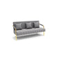 Velvet 3-seater Sofa with 3 Pillows and Pillow Top Arm for Apartment