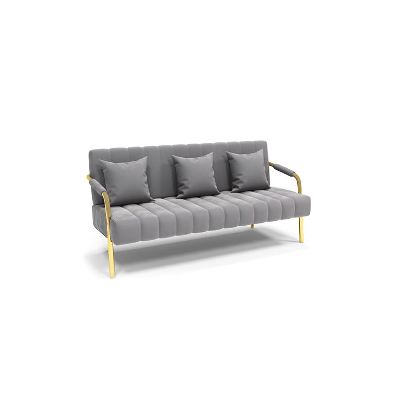Velvet 3-seater Sofa with 3 Pillows and Pillow Top Arm for Apartment