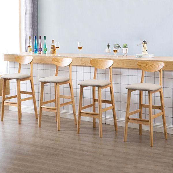 Scandinavian Oak Wood Upholstered Barstool Matte Finish Footrest Stool Clearhalo 'Bar Furniture' 'Bar Stools' 'bar_stools' 'Furniture' 'furniture_bar_stools' 'Kitchen & Dining Furniture' 1200x1200_4c40ecf6-e345-4e72-97e4-4180296c3448