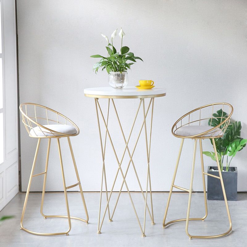 Scandinavian Bar and Counter Stool Low Back Stool with Sled Base in Gold Clearhalo 'Bar Furniture' 'Bar Stools' 'bar_stools' 'Furniture' 'furniture_bar_stools' 'Kitchen & Dining Furniture' 1200x1200_4c42b1ad-0f1b-45b8-9ccd-3b681e0ecfe6