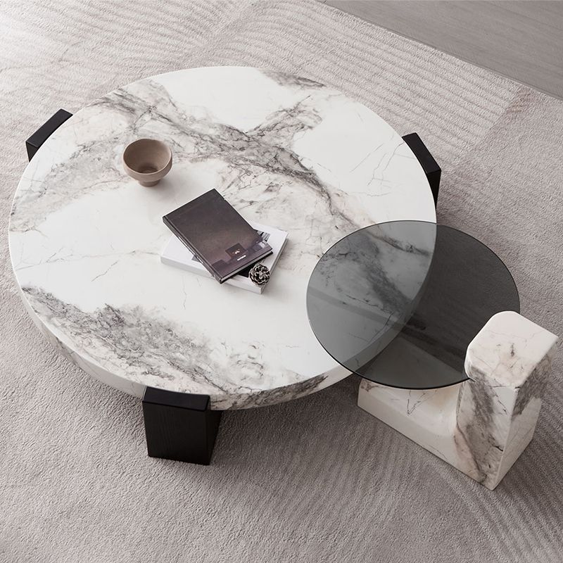 Marble Coffee Cocktail Table Contemporary 3 Legs Coffee or End Table Clearhalo 'Coffee & Accent Tables' 'Coffee Tables' 'coffee_tables' 'furn' 'furn_coffee_tables' 'Furniture' 'Living Room Furniture' 1200x1200_4c44e913-01da-4713-8725-f05875a25677