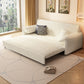 Faux Leather Sofa Bed Convertible with Storage Sofa in Beige