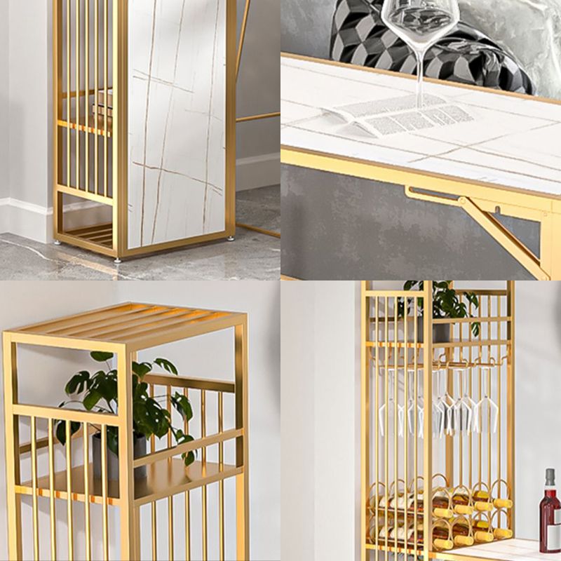 Glam Style Iron Bar Table 41.3"H Bistro Table with Wine Rack for Living Room Clearhalo 'Bar Furniture' 'Bar Tables' 'bar_tables' 'furn' 'furn_bar_tables' 'Furniture' 'furniture_bar_tables' 'Kitchen & Dining Furniture' 1200x1200_4c47e60c-02e3-4389-96ca-0c81688a4da0