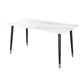 Luxury Sintered Stone Top Table Rectangle Home Desk with 4 Black Metal Legs