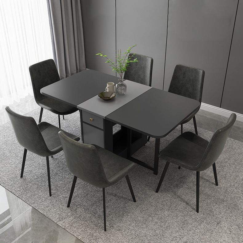 Mid-Century Modern Rectangle Dining Table Drop-Leaf Table with Solid Wood Base,59"L x 29.1"H Clearhalo ' dining_table' 'Dining Tables & Seating' 'Dining Tables' 'furn' 'furn_dining_table' 'Furniture' 'furniture_dining_table' 'Kitchen & Dining Furniture' 'kitchen&dining_furn' 'kitchen' 'kitchen_dining_table' 1200x1200_4c4a1956-d1d7-4832-b90c-34732938d28f