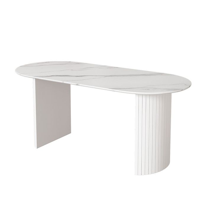 Stone Top Table Contemporary Dining Table with Sled Base in White Clearhalo 'Dining Tables & Seating' 'Dining Tables' 'dining_table' 'Furniture' 'furniture_dining_table' 'Kitchen & Dining Furniture' 'kitchen' 'kitchen_dining_table' 1200x1200_4c4c5205-05da-4dda-8391-ce1412063ef7