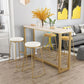 Glam Style Counter Stool Upholstered Bar Stool with Metal Base