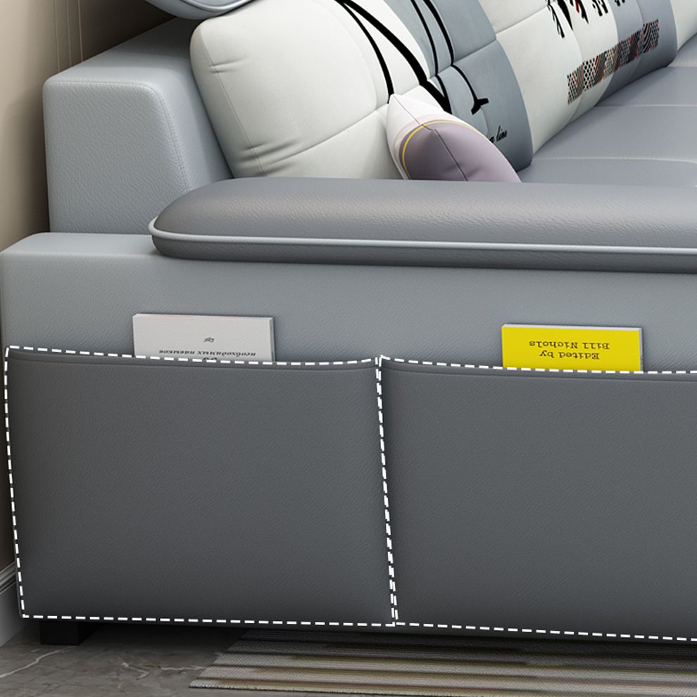 Pillow Top Arm Sofa 31.49" High Faux Leather/Linen Sofa Ottoman Included Clearhalo 'furn' 'furn_sofas' 'Furniture' 'Living Room Furniture' 'Sofa' 'sofas' 1200x1200_4c4dca5f-4a2a-428a-beb8-612582de08fb