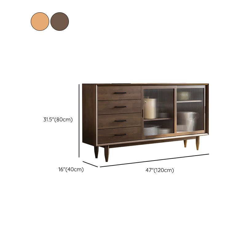 Tavolo da sideboard in stile a buffet in legno massiccio con armadi e cassetti