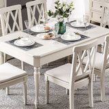 Rectangle 4 Legs Mid-Century Dining Table White Tone Fixed Table of Solid Wood Clearhalo ' dining_table' 'Dining Tables & Seating' 'Dining Tables' 'furn' 'furn_dining_table' 'Furniture' 'furniture_dining_table' 'Kitchen & Dining Furniture' 'kitchen&dining_furn' 'kitchen' 'kitchen_dining_table' 1200x1200_4c518ab0-664d-4b65-9470-755f3d4f8316