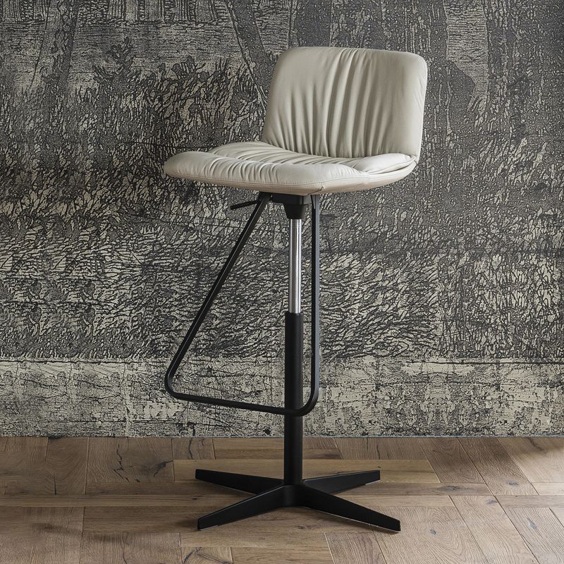 Industrial Style Rotatable Bar Stool Leather Counter Bar Stool for Home Clearhalo 'Bar Furniture' 'Bar Stools' 'bar_stools' 'furn' 'furn_bar_stools' 'Furniture' 'Kitchen & Dining Furniture' 1200x1200_4c51b2bf-5810-437c-b238-091e6d541835