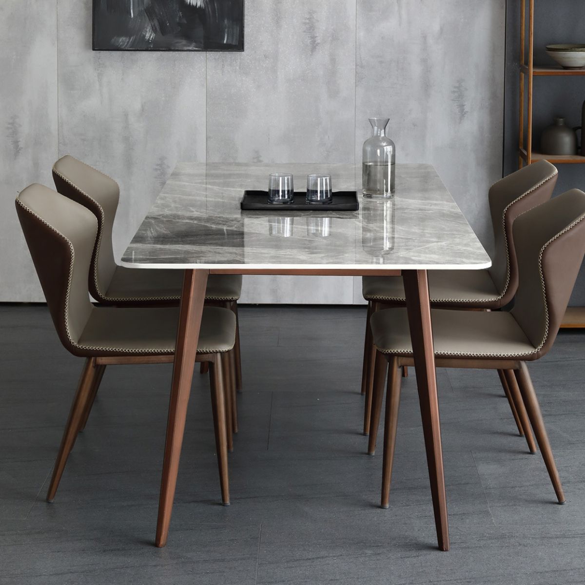 Sintered Stone Dining Table Mid-Century Modern Dining Table with 4 Legs Clearhalo 'Dining Tables & Seating' 'Dining Tables' 'dining_table' 'furn' 'furn_dining_table' 'Furniture' 'Kitchen & Dining Furniture' 1200x1200_4c520dd1-2659-4590-84ee-f309e916a7f3