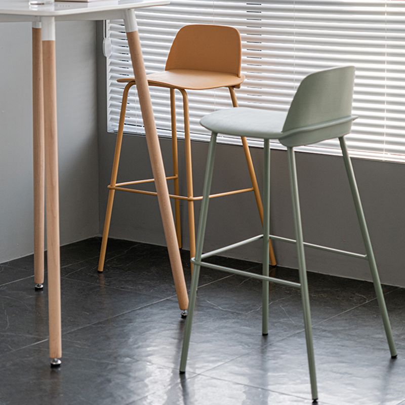 Rectangular Modern Plastic Bar Stool Backrest Footrest Counter Stool with Iron Legs Clearhalo 'Bar Furniture' 'Bar Stools' 'bar_stools' 'furn' 'furn_bar_stools' 'furniture_bar_stools' 'Kitchen & Dining Furniture' 'kitchen&dining_furn' 'kitchen' 'kitchen_furn' Furniture' 1200x1200_4c527f5a-1ea2-4862-ab09-3aee70c7314c