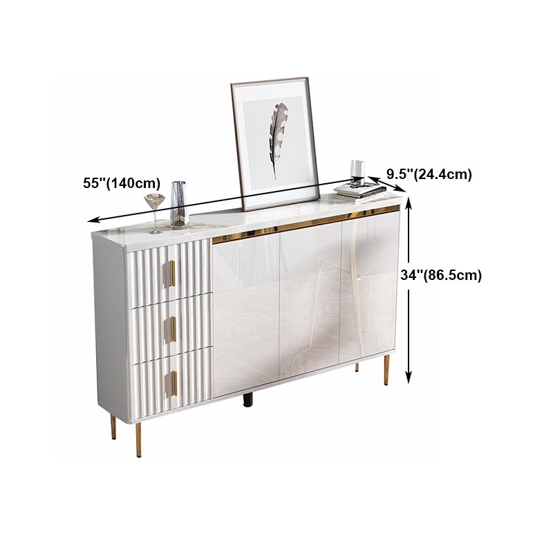 Glam Style Stone Sideboard Buffet Dining Room 34"H 3-Drawers Buffet Server in White Clearhalo 'buffet_sideboard' 'Buffets & Sideboards' 'furn' 'furn_buffet_sideboard' 'Furniture' 'Kitchen & Dining Furniture' 1200x1200_4c533b9a-549f-4b25-a41e-bc6683053a9e