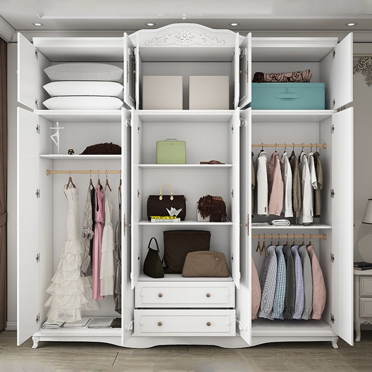 French Country White Wardrobe for Bedroom Manufactured Wood Cabinet with Drawers Clearhalo 'Armoires & Wardrobes' 'armoires_wardrobes' 'Bedroom Furniture' 'furn' 'furn_armoires_wardrobes' 'Furniture' 1200x1200_4c5347bd-9507-41b3-b207-e47f6a6ed981