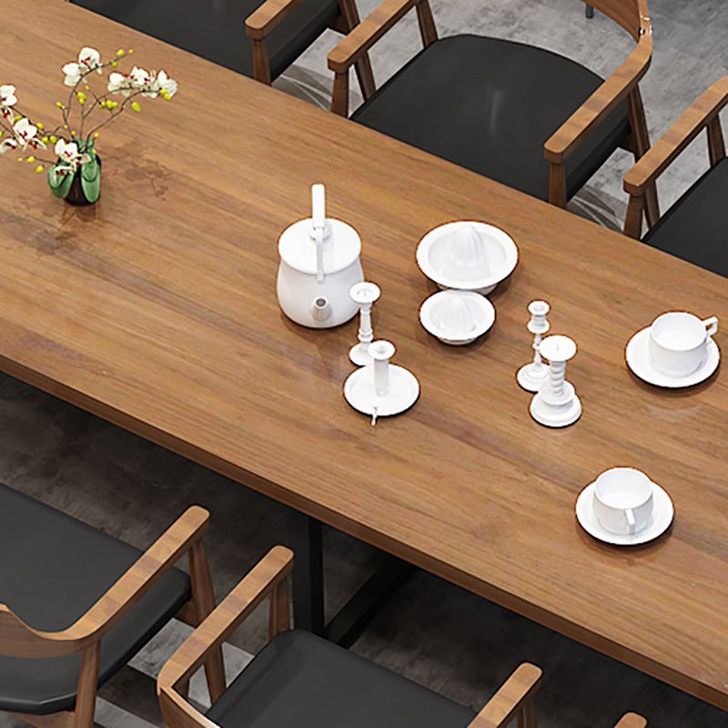 Industrial Solid Wood Table for Restaurant Dining Table with Trestle Base Clearhalo 'Dining Tables & Seating' 'Dining Tables' 'dining_table' 'furn' 'furn_dining_table' 'Furniture' 'furniture_dining_table' 'Kitchen & Dining Furniture' 1200x1200_4c54db9b-f75f-477c-82ad-d2ae6bcbdde5