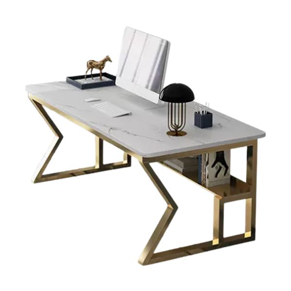 Glam Stone Office Desk Rectangular Golden Writing Desk for Office Clearhalo 'furn' 'furn_office_desk' 'Furniture' 'Office Desks' 'Office Furniture' 'office_desk' 1200x1200_4c5542b1-11e9-408c-92bd-7ff4ca873768