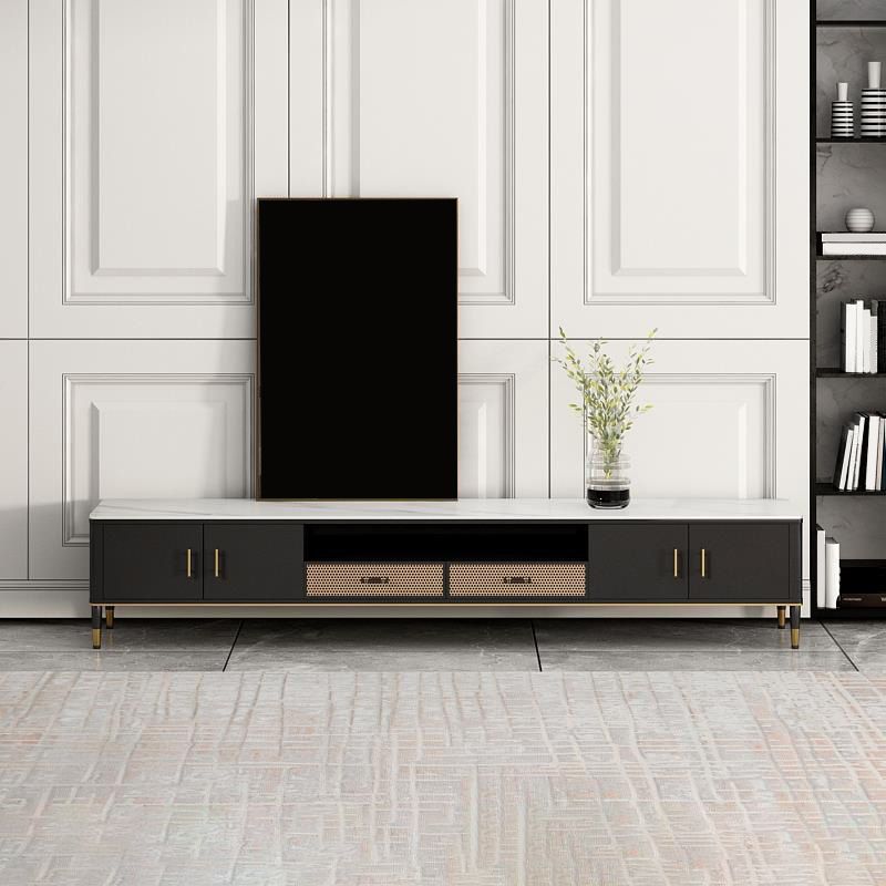 Console multimédia TV moderne, support multimédia TV en pierre pour le salon