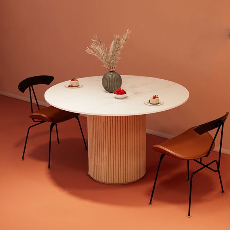 Simple Round Top Dining Table Solid Wood Base Dining Table for Living Room Clearhalo 'Dining Tables & Seating' 'Dining Tables' 'dining_table' 'furn' 'furn_dining_table' 'Furniture' 'furniture_dining_table' 'Kitchen & Dining Furniture' 'kitchen' 'kitchen_dining_table' 1200x1200_4c55a14b-ce53-4791-ae2a-839b59e2a91d