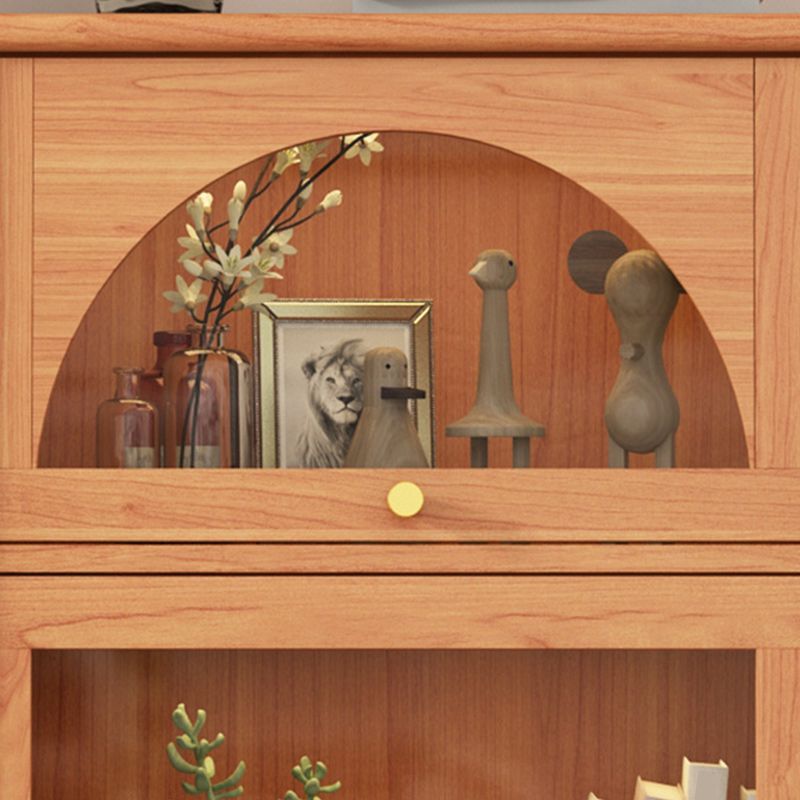 2 - Door and 1 - Drawer Pine Wood Chest 43.3" Tall Glass Paned Side Cabinet Clearhalo 'Cabinets & Chests' 'cabinets_chests' 'furn' 'furn_cabinets_chests' 'Furniture' 'Living Room Furniture' 1200x1200_4c55cd04-3b90-41cd-9f4f-25632a8cca58