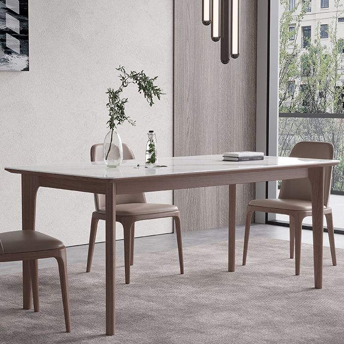 Rectangle 4 Legs Mid-Century Table White Color Fixed Table of Sintered Stone Clearhalo ' dining_table' 'Dining Tables & Seating' 'Dining Tables' 'furn' 'furn_dining_table' 'Furniture' 'furniture_dining_table' 'Kitchen & Dining Furniture' 'kitchen&dining_furn' 'kitchen' 'kitchen_dining_table' 1200x1200_4c566ebb-b7b7-40ea-b022-57e3cd75b2da