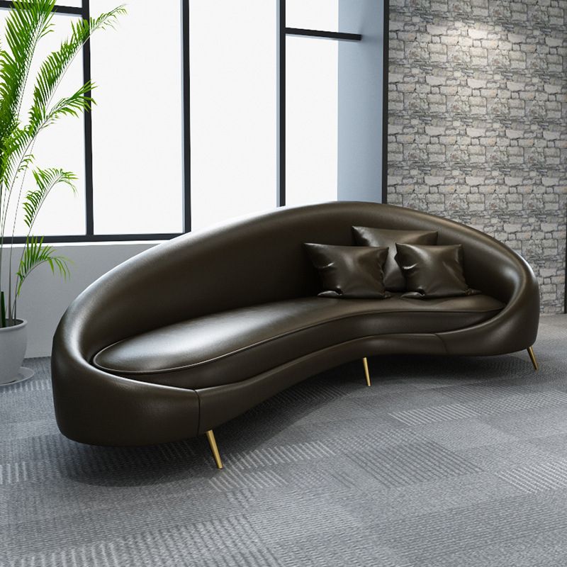 35,43 inch brede lederen bank hellende arm strakke achterkant modulaire bank