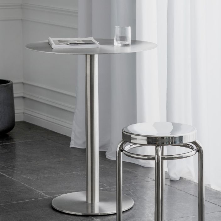 Industrial Dining Table Stainless Steel Table with Pedestal Base for Kitchen Clearhalo ' dining_table' 'Dining Tables & Seating' 'Dining Tables' 'furn' 'furn_dining_table' 'Furniture' 'furniture_dining_table' 'Kitchen & Dining Furniture' 'kitchen&dining_furn' 'kitchen' 'kitchen_dining_table' 1200x1200_4c58cde2-2d38-4c7d-b43e-3eaff08f3da0