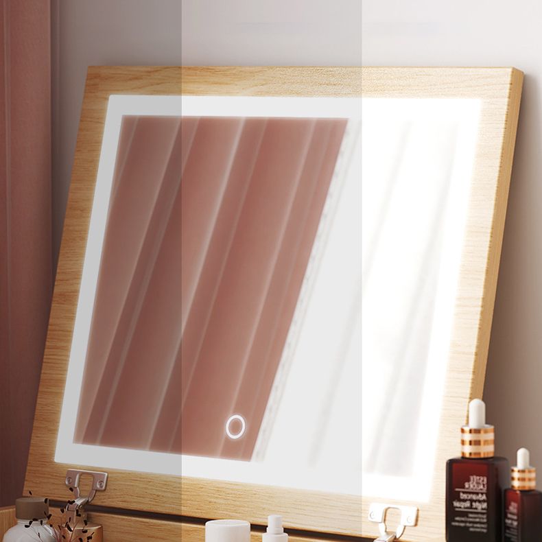 Zeitgenössischer natürlicher Schlafzimmer Massivholzspiegel mit Schubladen Make -up Eitelkeitssatz