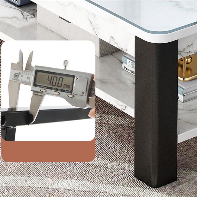 Rectangular Glass 4 Legs Coffee Cocktail Table with Storage Shelf Clearhalo 'Coffee & Accent Tables' 'Coffee Tables' 'coffee_tables' 'furn' 'furn_coffee_tables' 'Furniture' 'Living Room Furniture' 1200x1200_4c5bcf8a-4bb6-427d-bbfe-4bb3f90b338d