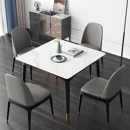 Industrial Sintered Stone Kitchen Dining Table Square Shape Standard Dining Table with 4 Legs Base