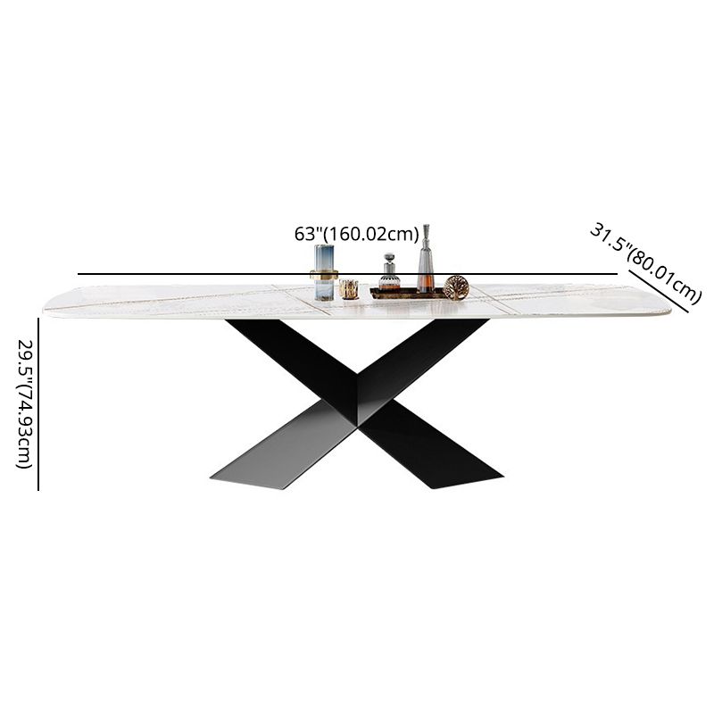 Contemporary Sintered Stone Dining Table Set of 5/7 with Rectangle Table Dining Set with Metal Base Clearhalo 'Dining Room Sets' 'Dining Tables & Seating' 'dining_room_set' 'furn' 'furn_dining_room_set' 'Furniture' 'furniture_dining_room_set' 'Kitchen & Dining Furniture' 'kitchen&dining_furn' 'kitchen' 1200x1200_4c5eba72-555c-4671-b7a4-a73e61fff8e7
