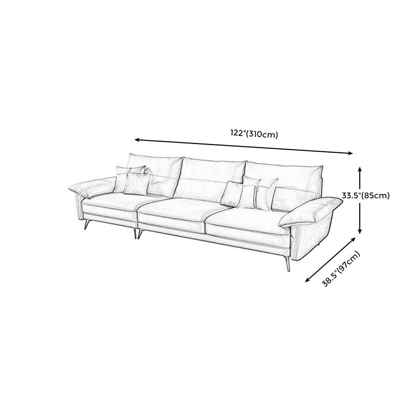 Brown Genuine Leather Sectional Sofa Set Pillow Top Arm Sectionals Couch with Pillows Clearhalo 'Furniture' 'furniture_sectionals' 'Living Room Furniture' 'Sectionals' 1200x1200_4c5ebb9c-8070-4663-9d55-594fd4ee2cd4