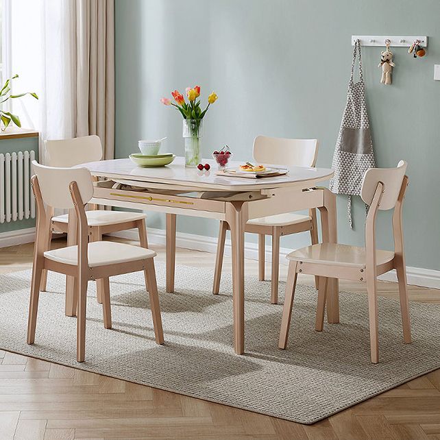 Extendable Round Dining Table Solid Wood 4 Legs Dining Table for Dining Room Clearhalo 'Dining Tables & Seating' 'Dining Tables' 'dining_table' 'furn' 'furn_dining_table' 'Furniture' 'Kitchen & Dining Furniture' 1200x1200_4c5f396c-f7a9-48f5-b8a7-66dac1550576