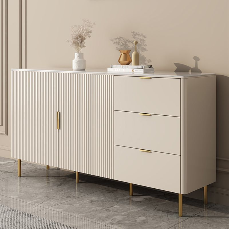 Soggiorno del soggiorno bianco tavolo a buffet in stile glam con cassetti e conservazione