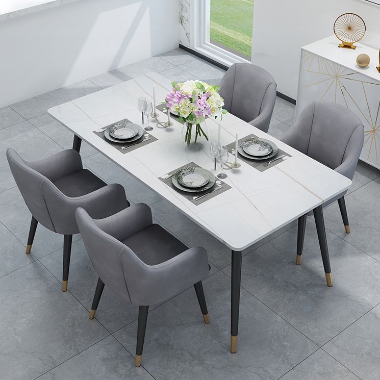 4-foot Stone Table Glam Rectangle Matte Finish Dining Table for Restaurant Clearhalo ' dining_table' 'Dining Tables & Seating' 'Dining Tables' 'Furniture' 'furniture_dining_table' 'Kitchen & Dining Furniture' 'kitchen&dining_furn' 'kitchen' 'kitchen_dining_table' 1200x1200_4c5ff81d-91ab-4976-89a3-03eaef1bffd9
