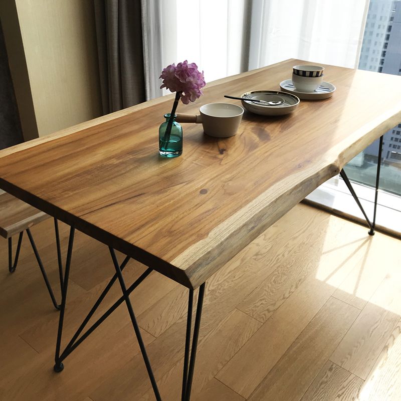 Wooden Table Industrial Style Simple Family Rectangular Dining Table Clearhalo 'Dining Tables & Seating' 'Dining Tables' 'dining_table' 'furn' 'furn_dining_table' 'Furniture' 'Kitchen & Dining Furniture' 1200x1200_4c60a44e-2dc3-4d6a-8ff3-ed27a774426b