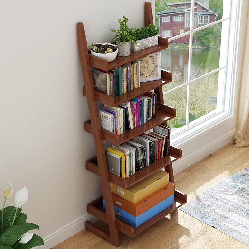Modern Ladder Shelf Bookcase Rubberwood Bookshelf for Living Room Clearhalo 'Bookcases' 'furn' 'furn_bookcases' 'Furniture' 'Office Furniture' 1200x1200_4c60c348-bfd7-4fba-982a-0d999b148a0a