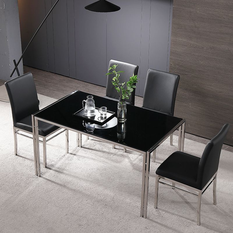 Contemporary Style Tempered Glass Top Dining Table 4 Legs Table for Dining Room Clearhalo ' dining_table' 'Dining Tables & Seating' 'Dining Tables' 'furn' 'furn_dining_table' 'Furniture' 'furniture_dining_table' 'Kitchen & Dining Furniture' 'kitchen&dining_furn' 'kitchen' 'kitchen_dining_table' 1200x1200_4c619c1a-1c15-4141-9bea-471622cb16ae