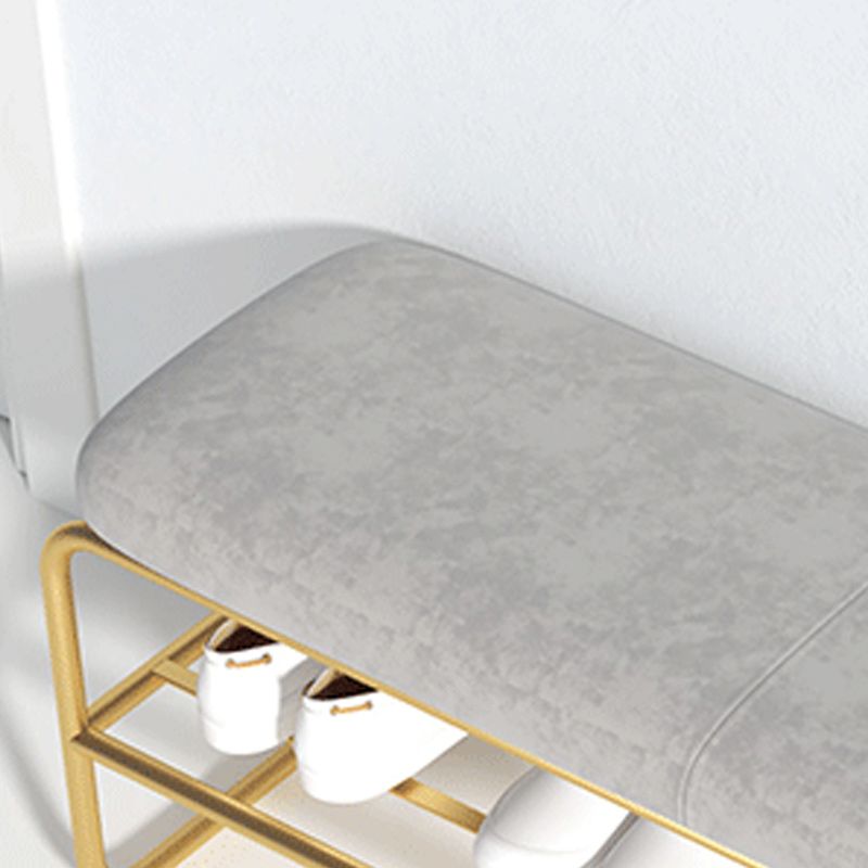 Glam Metal Seating Bench 17.7" H Cushioned Entryway Bench with Legs Clearhalo 'Benches' 'Chairs & Seating' 'furn' 'furn_benches' 'Furniture' 'Living Room Furniture' 1200x1200_4c640168-902d-459a-abf3-7d13d859f205