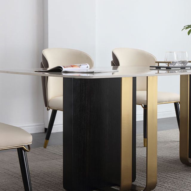 Luxury Sintered Stone Top Dining Table Rectangle Table with Double Pedestal in Black and Gold Clearhalo ' dining_table' 'Dining Tables & Seating' 'Dining Tables' 'furn' 'furn_dining_table' 'Furniture' 'furniture_dining_table' 'Kitchen & Dining Furniture' 'kitchen&dining_furn' 'kitchen' 'kitchen_dining_table' 1200x1200_4c65bb46-cf42-4d0e-8554-75b1f2442119