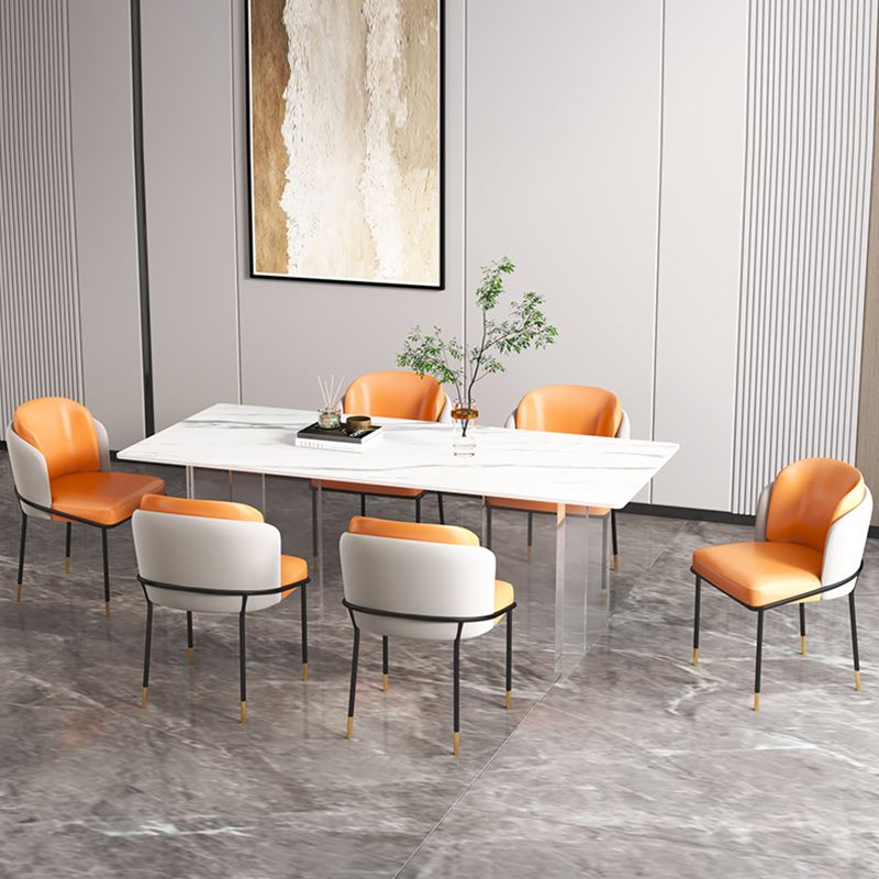 Rectangle Stone Top Dining Table Modern Transparent Acrylic Base Dining Table Clearhalo 'Dining Tables & Seating' 'Dining Tables' 'dining_table' 'furn' 'furn_dining_table' 'Furniture' 'furniture_dining_table' 'Kitchen & Dining Furniture' 'kitchen' 'kitchen_dining_table' 1200x1200_4c66835b-237f-430d-9cf3-2ca50aa31a77