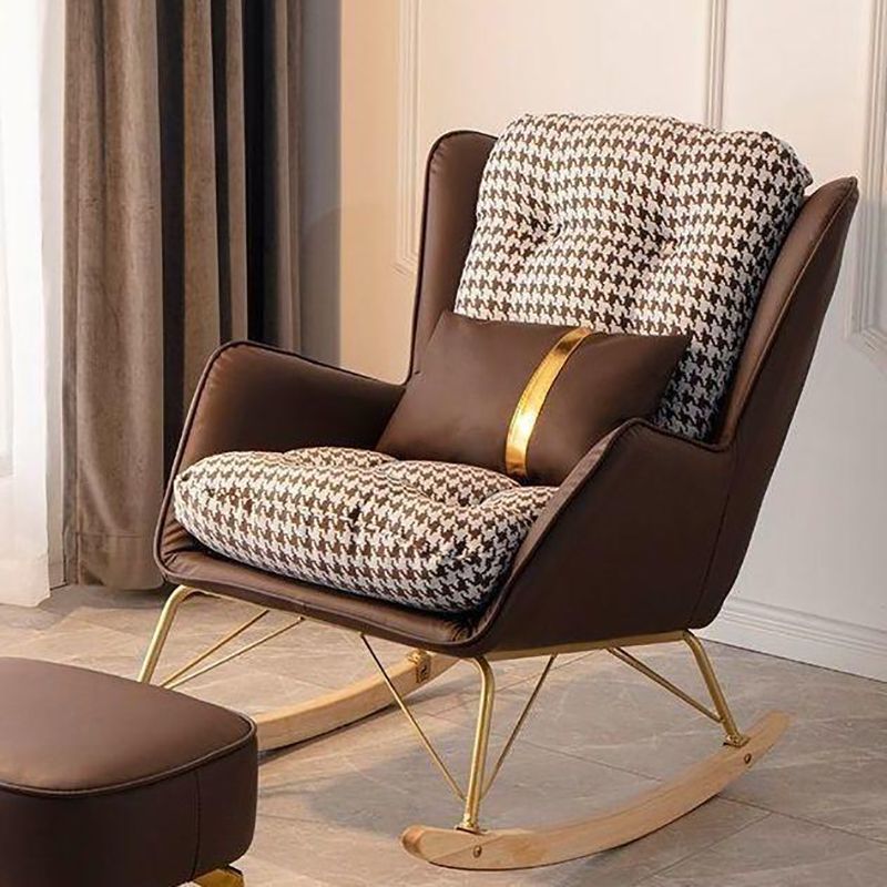 Modern Upholstered Rocker Chair Metal Frame Dirt Resistant Rocker Chair Clearhalo 'Chairs & Seating' 'furn' 'furn_rocking_chairs' 'Furniture' 'Living Room Furniture' 'Rocking Chairs' 'rocking_chairs' 1200x1200_4c66fb9d-7f3c-43c7-b2a7-4cb104490367
