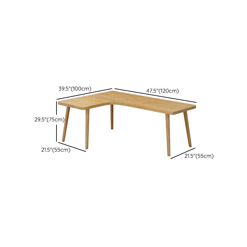 Table d'écriture en L de style moderne Bureau de travail en bois massif en bois massif
