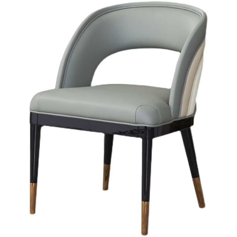 Glam Style Open Back Leather Upholstered Dining Chair with Wooden Legs Clearhalo 'Dining Chairs' 'Dining Tables & Seating' 'dining_chair' 'furn' 'furn_dining_chair' 'Furniture' 'Kitchen & Dining Furniture' 1200x1200_4c6ad313-88b3-4710-9056-1c77ddde71af